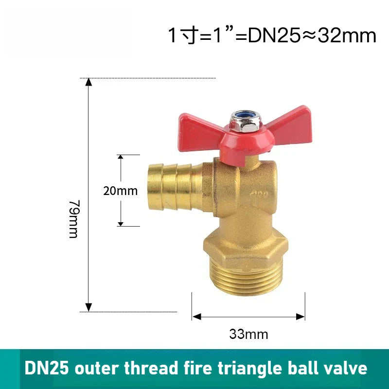 Brass Ball Valve 1" DN25 Female/Male Thread Copper Pipe Fitting