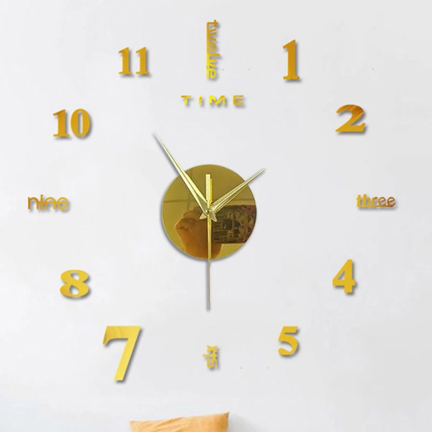 2024 New Creative Wall Clock Living Room DIY Wall Sticker Clock Mute Wall Clock Home Decorate Wall Digital Clock Needle Watch Peaceful Pleasures Health and Wellness Gold