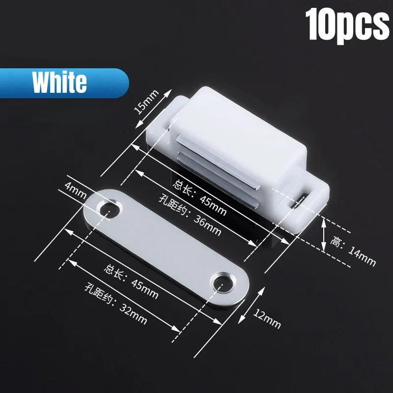 10 Pcs Plastic Cabinet Magnet Latch,Wardrobe Closet Closures,Strong Magnetic Door Catches for Cabinet Cupboards Drawers Shutters Peaceful Pleasures Health and Wellness White-10pcs