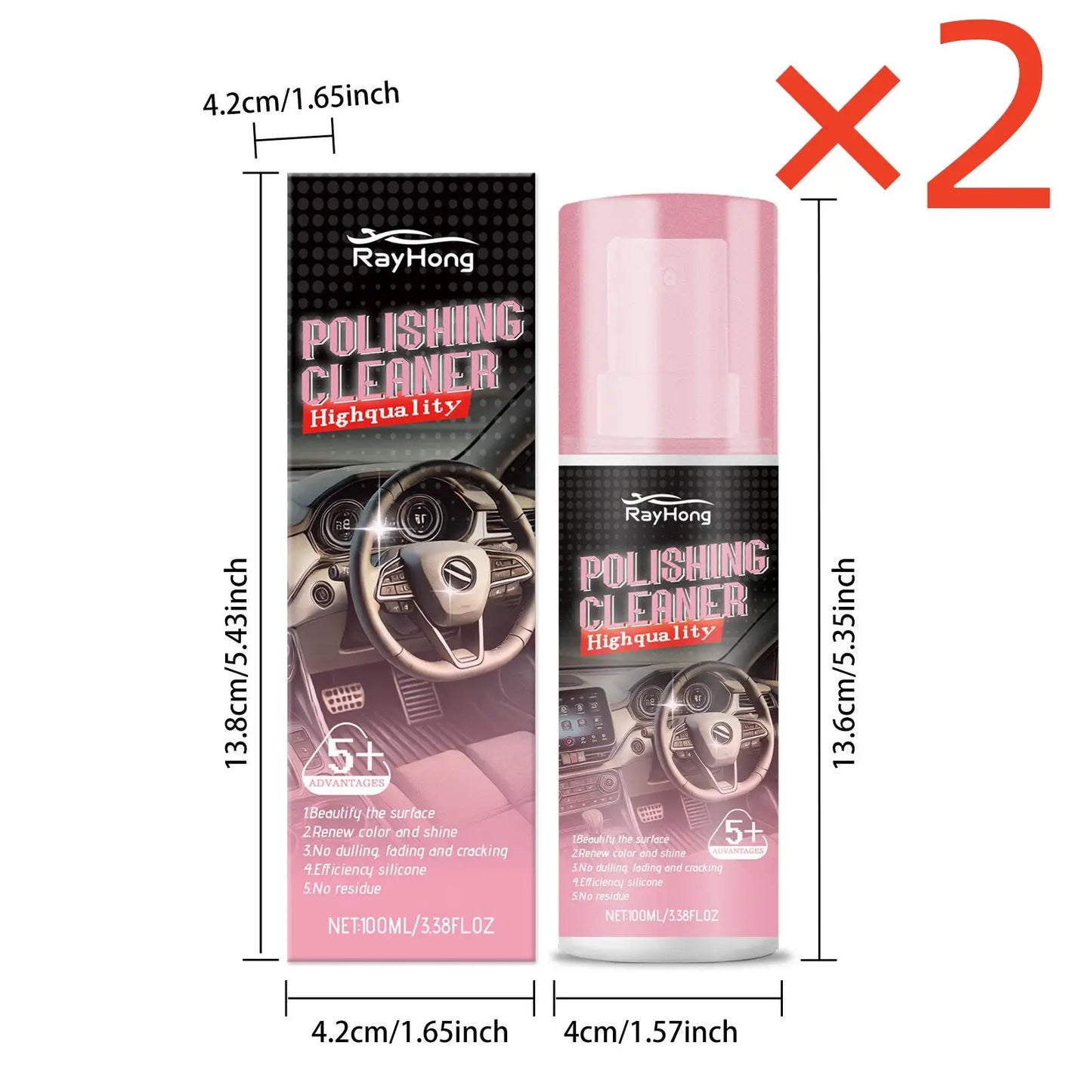 RayHong Car Interior Polish & Leather Cleaner 100ml