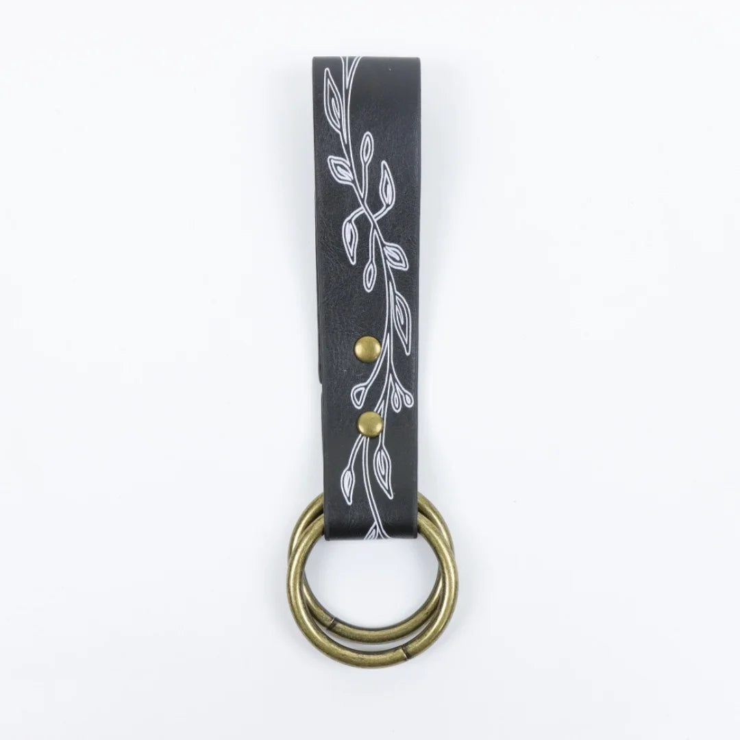 UYEE Belt Vintage Leaf Print Leather Waist Sash Double O Ring Skirt