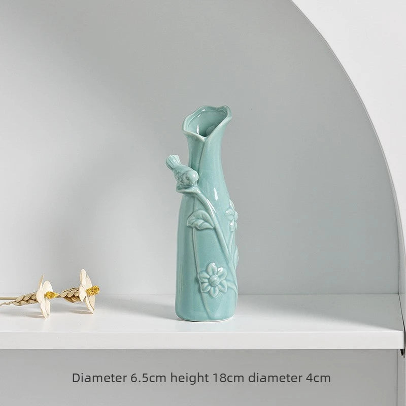 1pc Modern ceramic vase flower arrangement starry sky green ivy and other living room home decorations Peaceful Pleasures Health and Wellness Bird Language - A