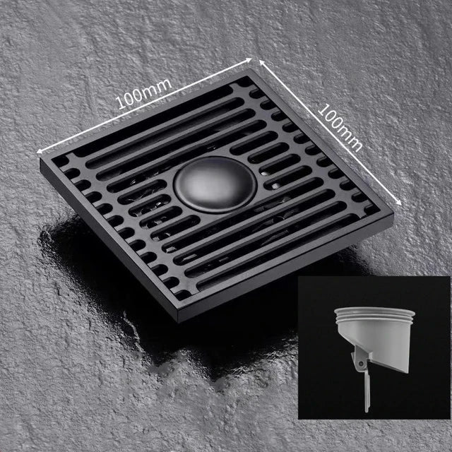 10cm Square Stainless Steel Floor Drain | Anti-Odor Cover