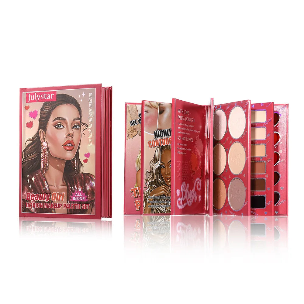6-in-1 Makeup Palette Book – Eyeshadow, Blush & Lip Kit