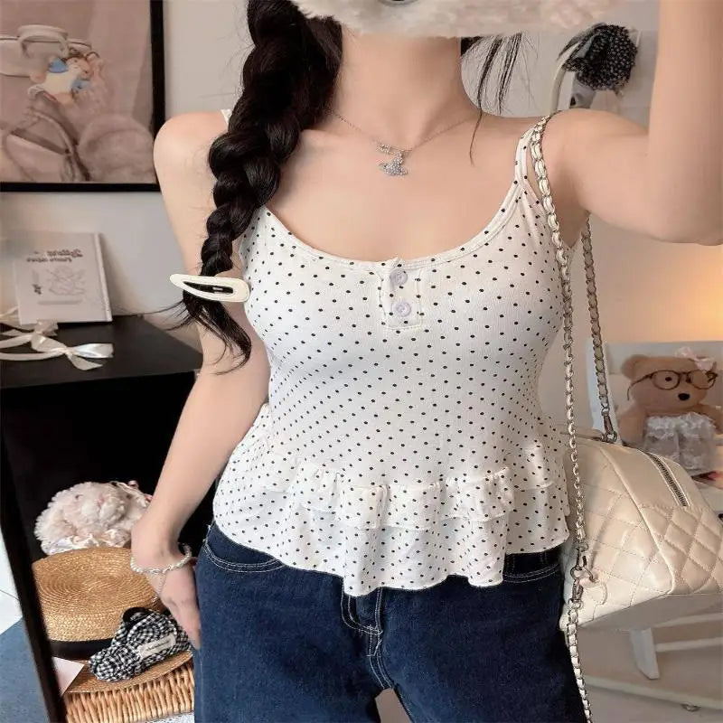 Women's Polka Dot Bandeau Cami Top | Slim Fit Summer