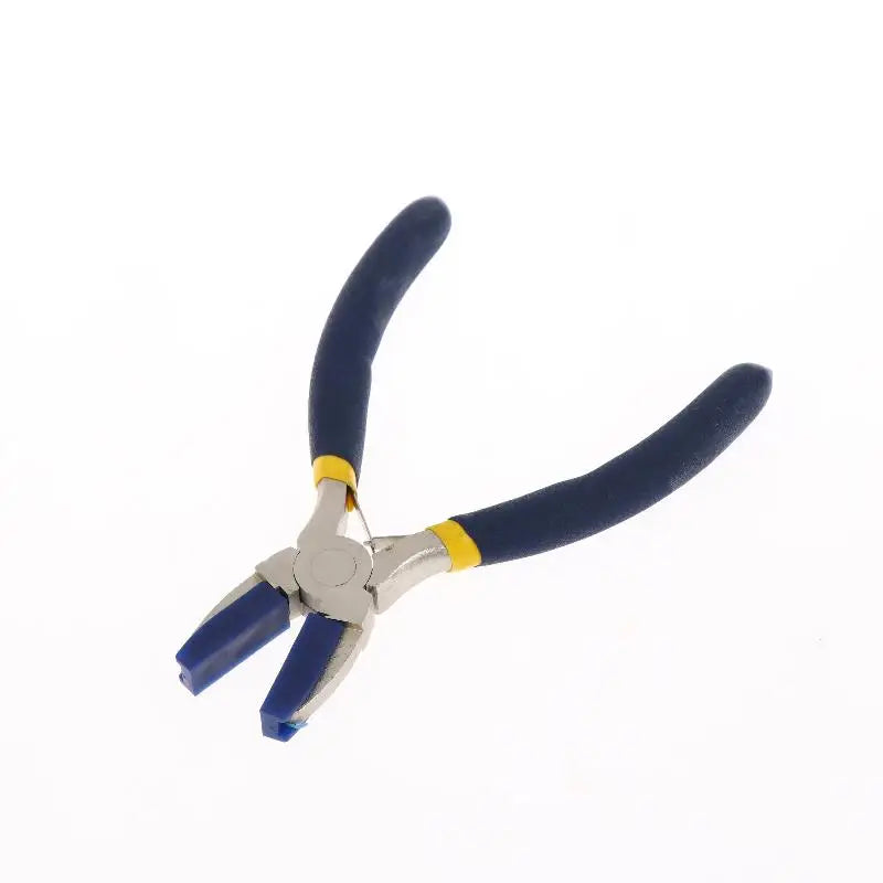 Non-slip PVC Handle Flat Nose Pliers Double Nylon Jaw Pliers Jewelry Plier Wire Straightentener Craft DIY Jewelry Making Peaceful Pleasures Health and Wellness Blue yellow B