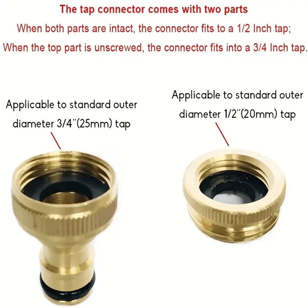 Brass Threaded Pipe Fitting 3/4" & 1/2" Garden Water Connector