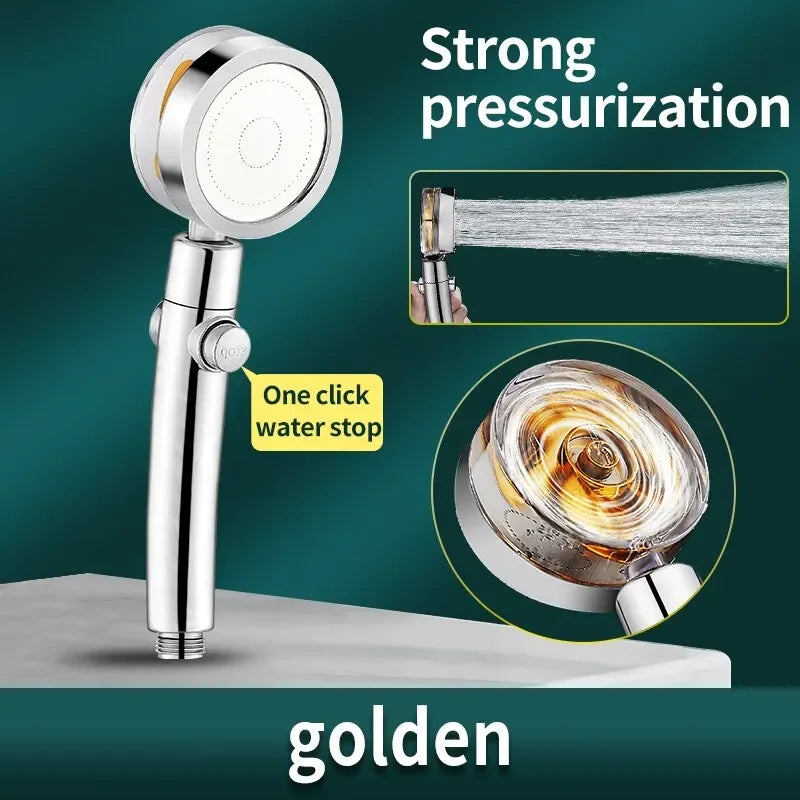 High-Pressure Water-Saving Propeller Shower Head | Chrome & Gold