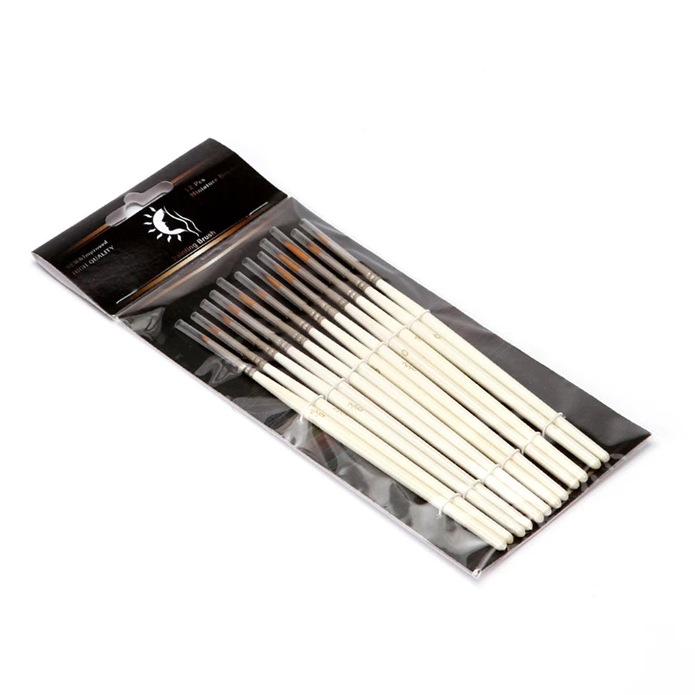 12-Piece Miniature Detail Paint Brush Set – Nylon Hair Brushes