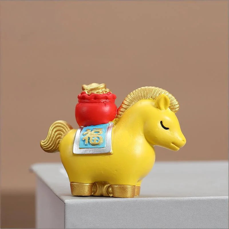 Red Resin Horse Figurine | Chinese Zodiac Good Luck Ornament