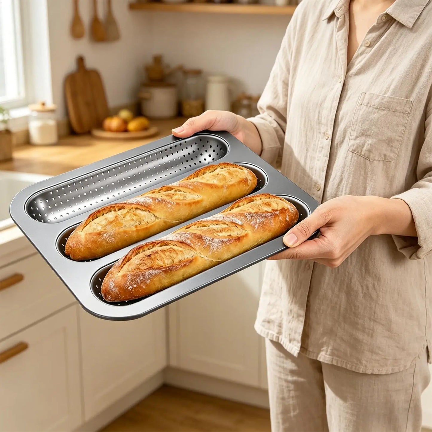 Non-Stick Carbon Steel Baguette & Bread Loaf Baking Pan