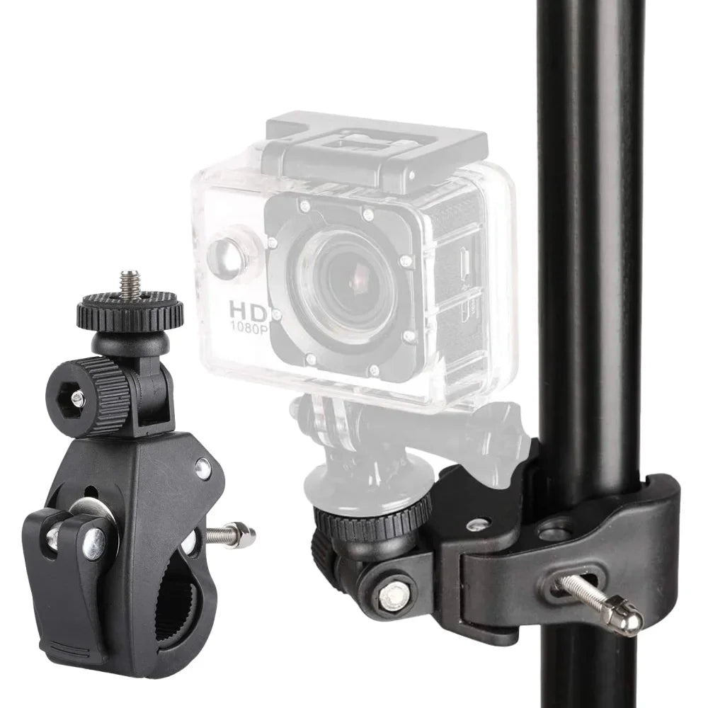 360° Bike Handlebar Camera Mount – Universal 1/4" Tripod Clamp