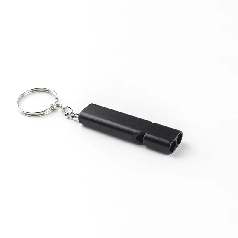 Outdoor Survival Emergency Aluminum Alloy Double Frequency Survival Whistle Training Pigeon Whistle Referee Double Pipe Whistle Peaceful Pleasures Health and Wellness Black