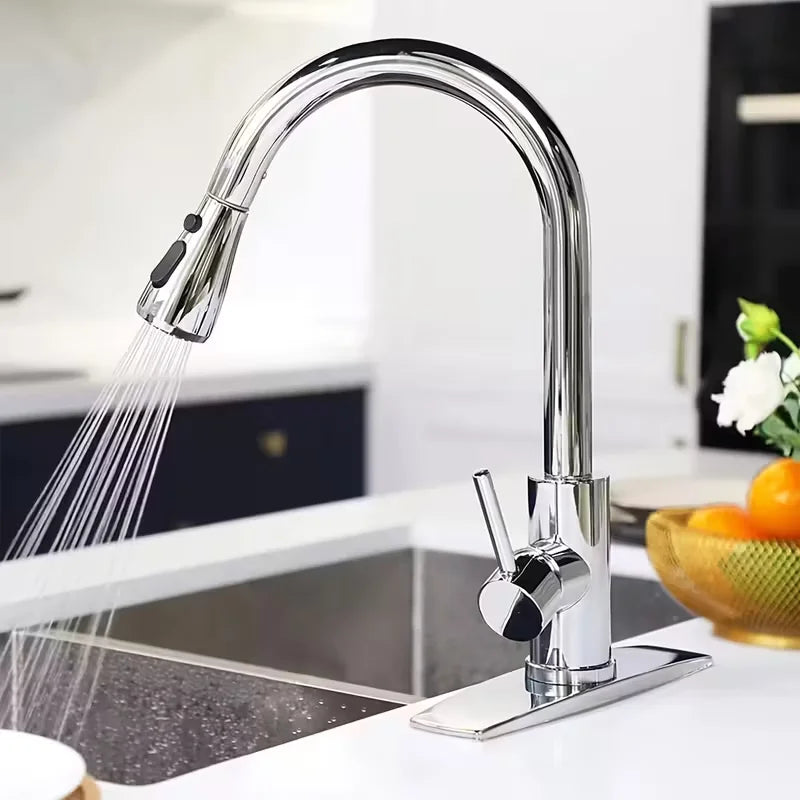 Pull-Down Kitchen Faucet Single Handle High Arc Brushed Nickel