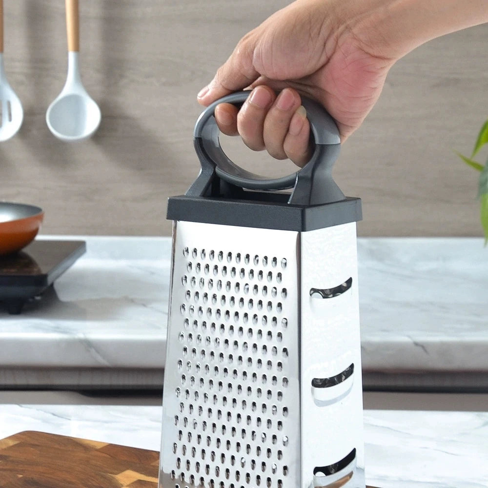 9" 4-Sided Stainless Steel Box Grater with Handle | Rust-Proof