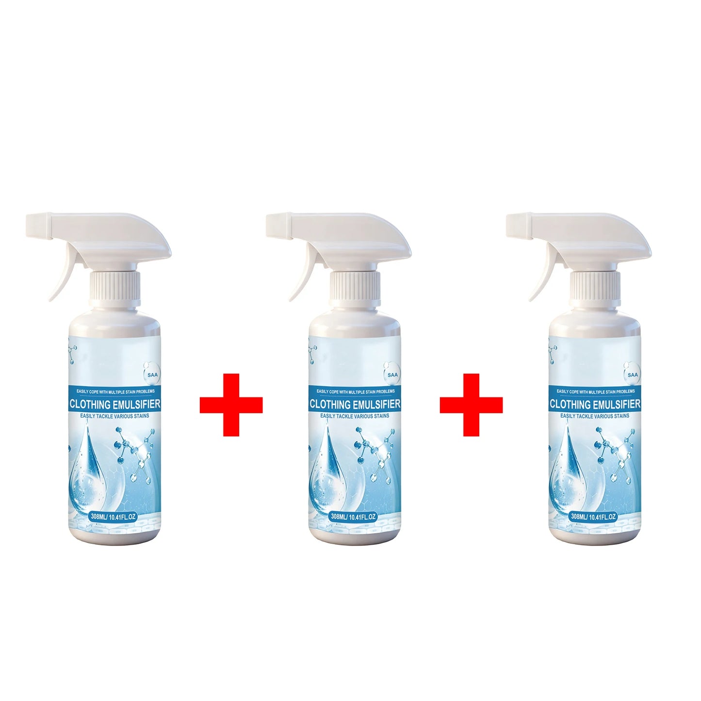 Clothing Emulsifier Stain Remover Spray for Oil, Grease, Food & Blood Stains Removal Preserves Colors and Freshens Clothes Peaceful Pleasures Health and Wellness 3 X 308ml