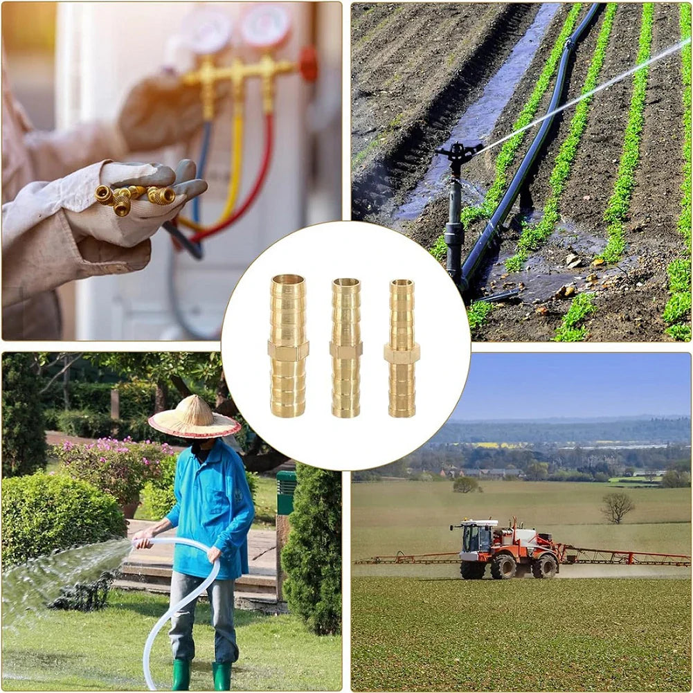 12-Pc Brass Straight Barb Hose Connectors 6/8/10mm Set