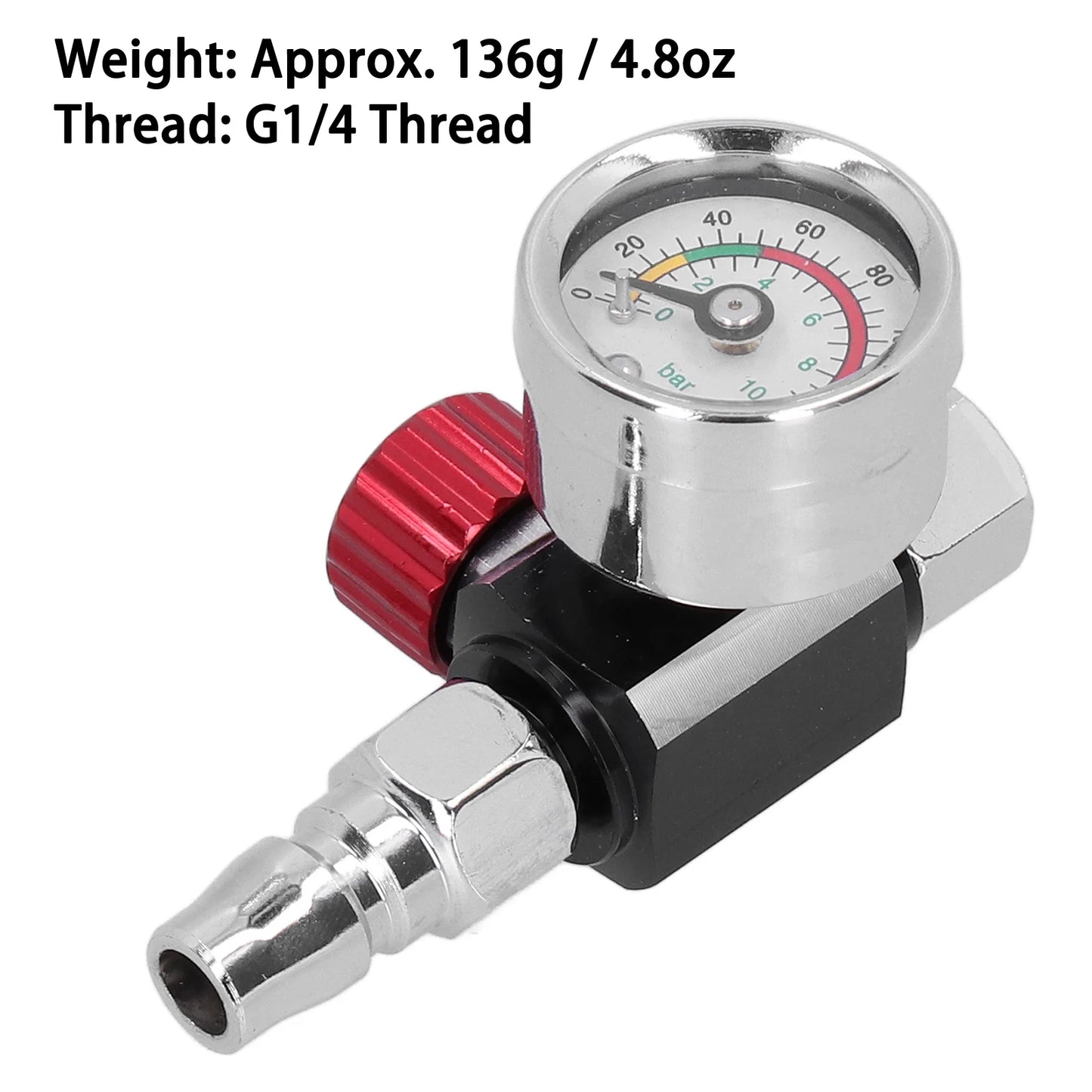 G1/4in Thread Spray Paint Gun Air Pressure Regulator Pressure Regulating Adjusting Valve Gauge Paint Gun Air Adjusting Regulator Peaceful Pleasures Health and Wellness