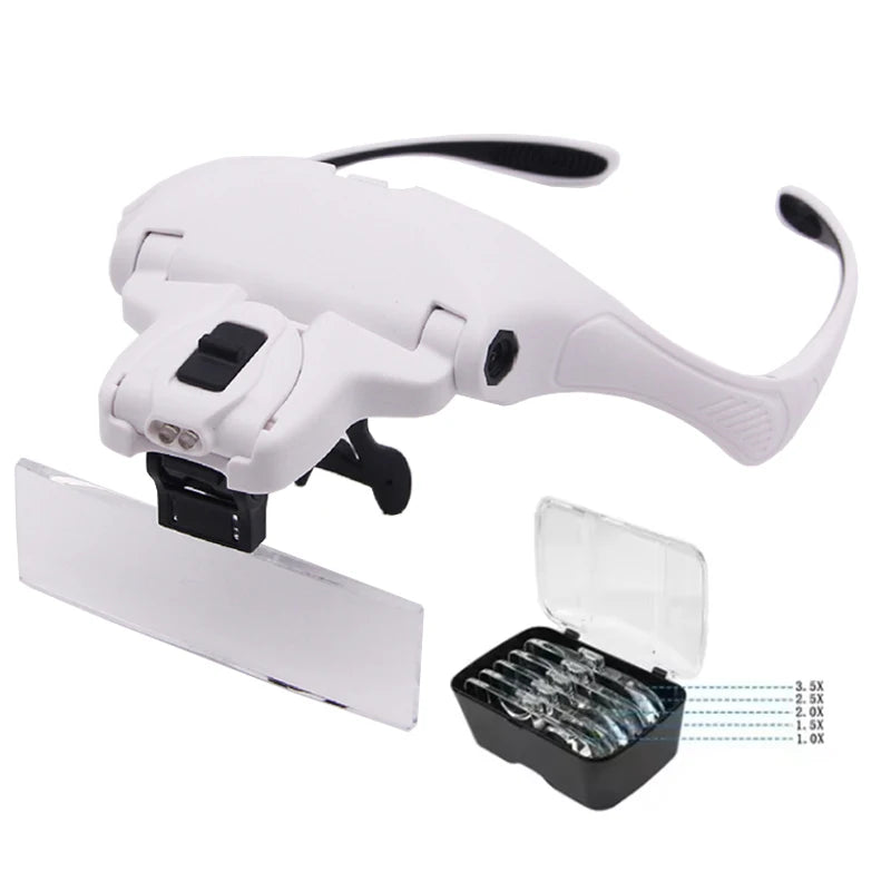 Hot Selling Magnifying Glass LED Light Head Loupe Jeweler Watch Bright Magnifier with 5 Lens Peaceful Pleasures Health and Wellness B1