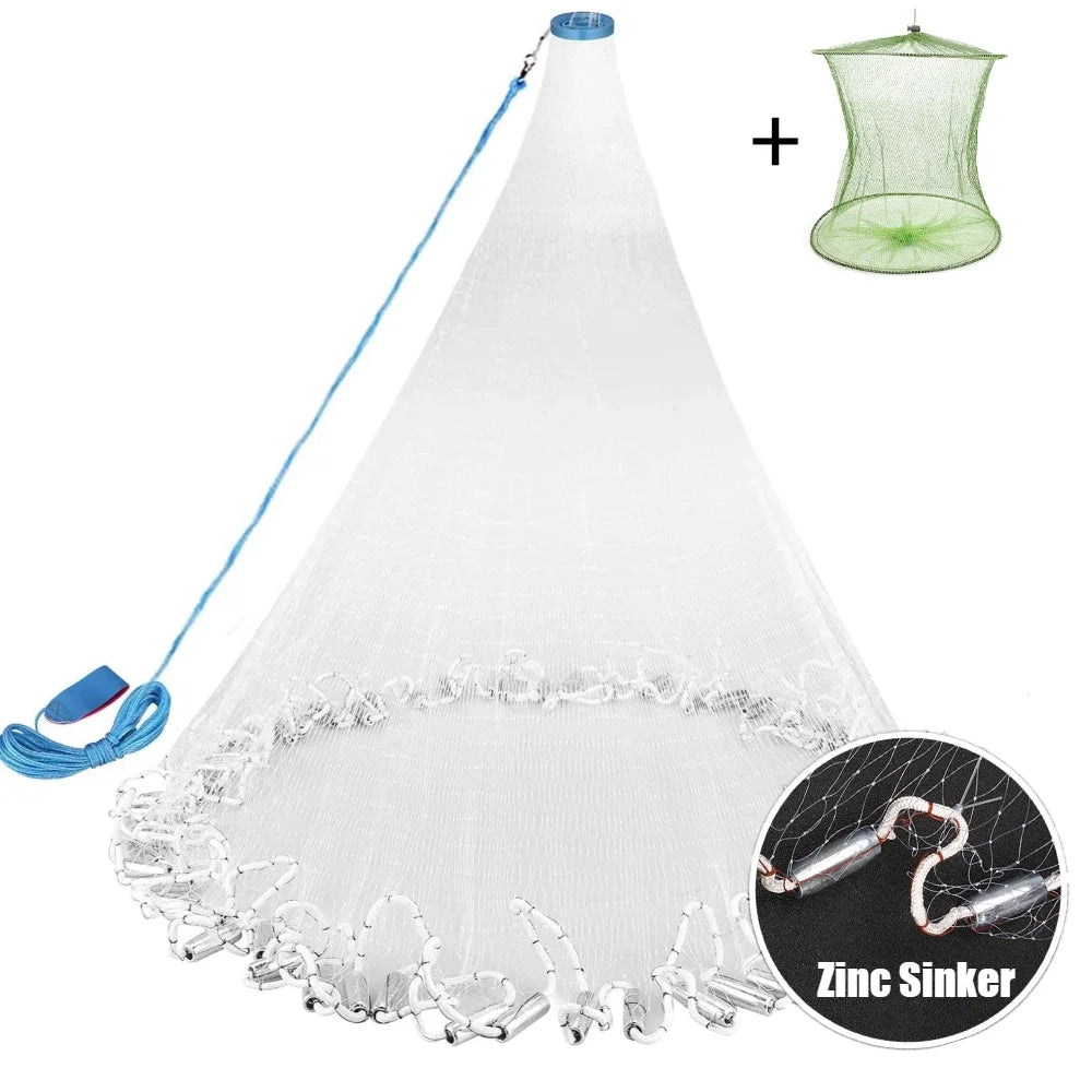 Saltwater Catch Fish Net Portable for Bait Trap Fish 3/4/5/6/8ft Radius Casting Net with Upgrade Sinker for Freshwater Seawater Peaceful Pleasures Health and Wellness Normal 3FT