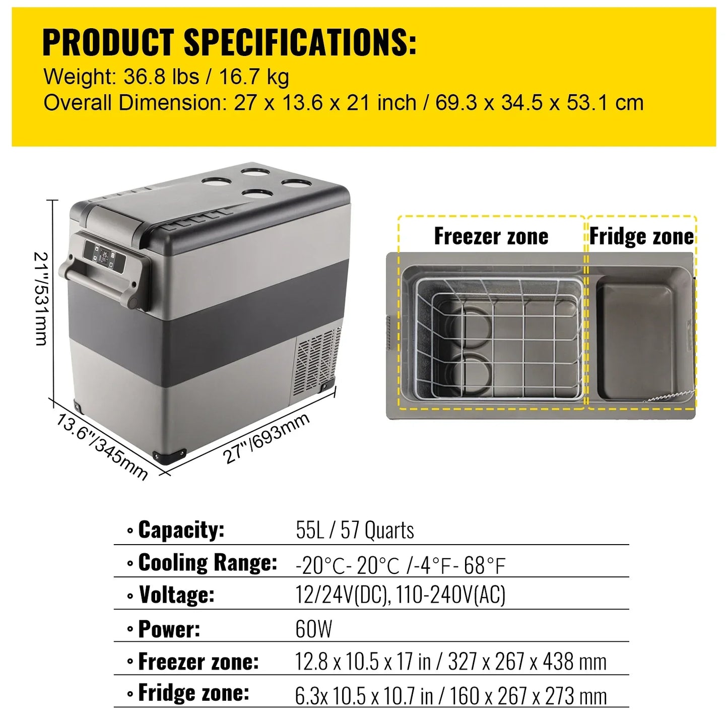 SucceBuy Car Refrigerator Mini Fridge Freezer