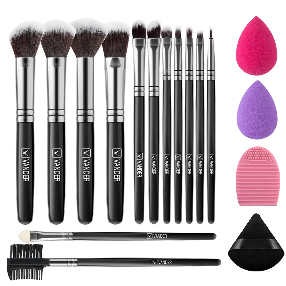 Soft Fluffy Makeup Brush & Sponge Set – Blush, Eye & Foundation