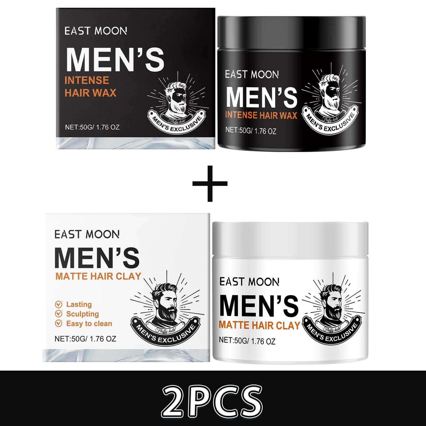 East Moon Styling Hair Wax Men's Hair Lasting Styling Hair Wax Refreshing Fluffy Salon Keep Hair Style Hair Puff Hair Styling Peaceful Pleasures Health and Wellness 2PCS