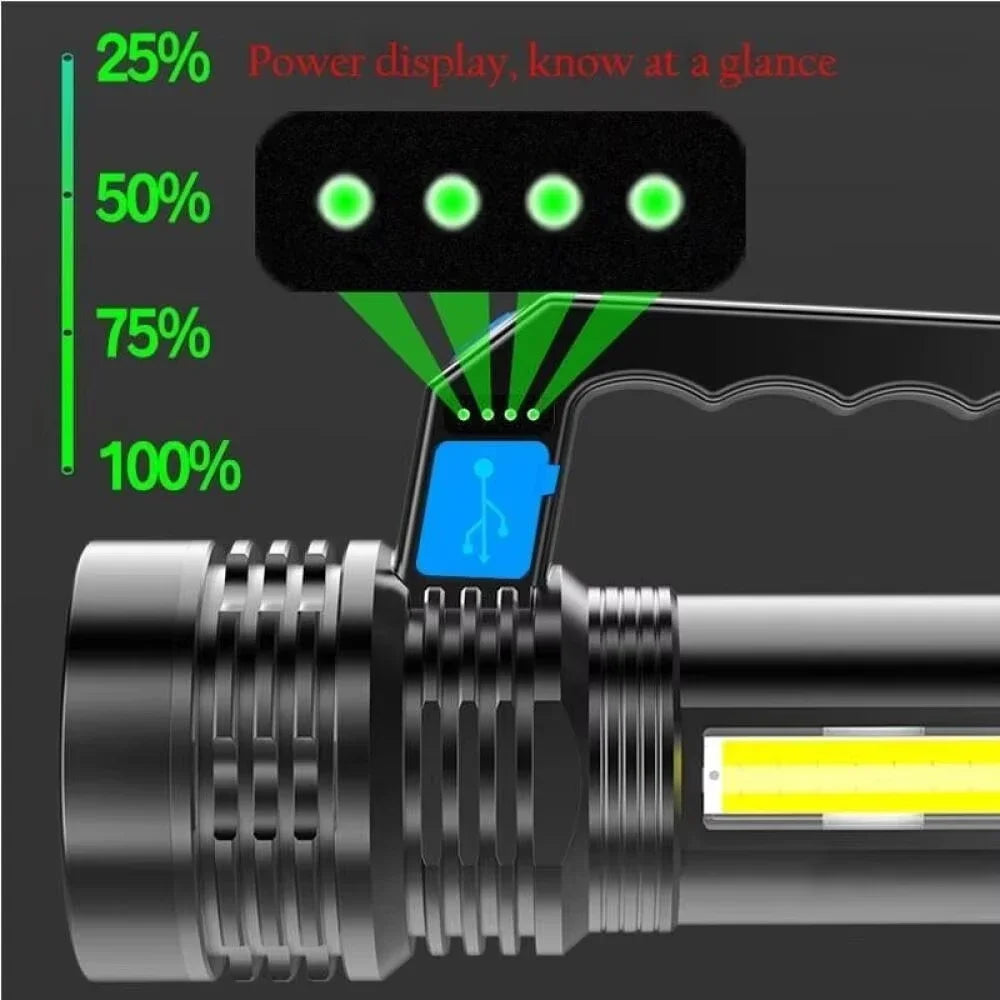 GGbingo 2KM LED USB Rechargeable Flashlight Portable Long Distance Waterproof Torch for Fishing Hunting Camping Peaceful Pleasures Health and Wellness
