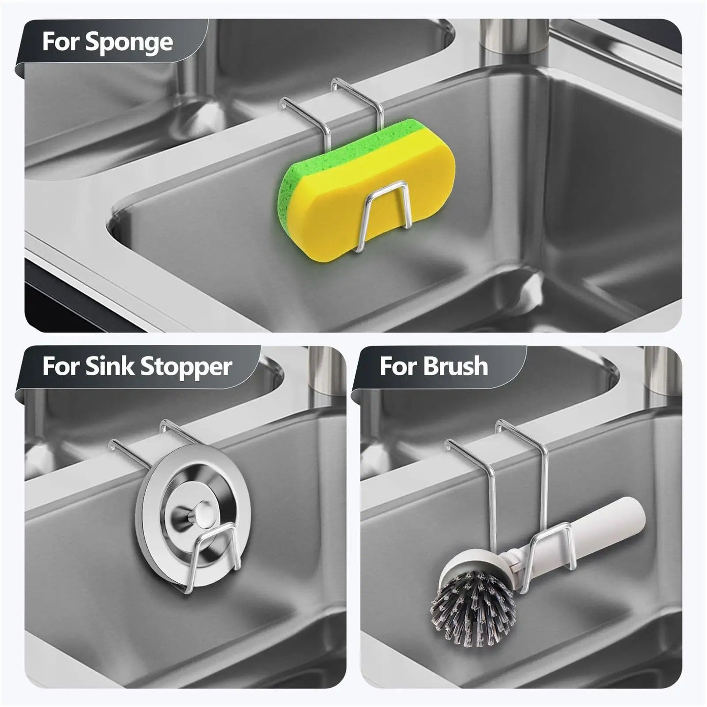 Stainless Steel Sink Sponge Rack & Soap Drainer Organizer