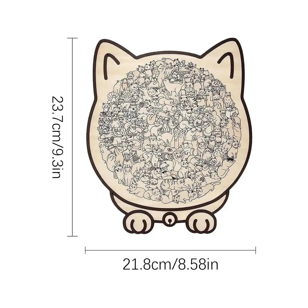 135pcs Wooden Cat Puzzle Animal Shape Wood Cut Puzzles Gifts For Cat Lovers Home Decoration Christmas New Year Gift for kids Peaceful Pleasures Health and Wellness original