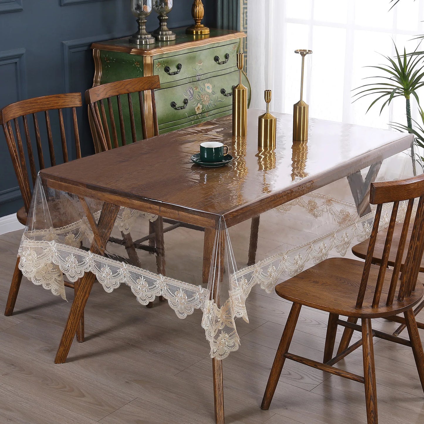 BATTILO Clear PVC Waterproof Tablecloth | Vinyl Lace Cover