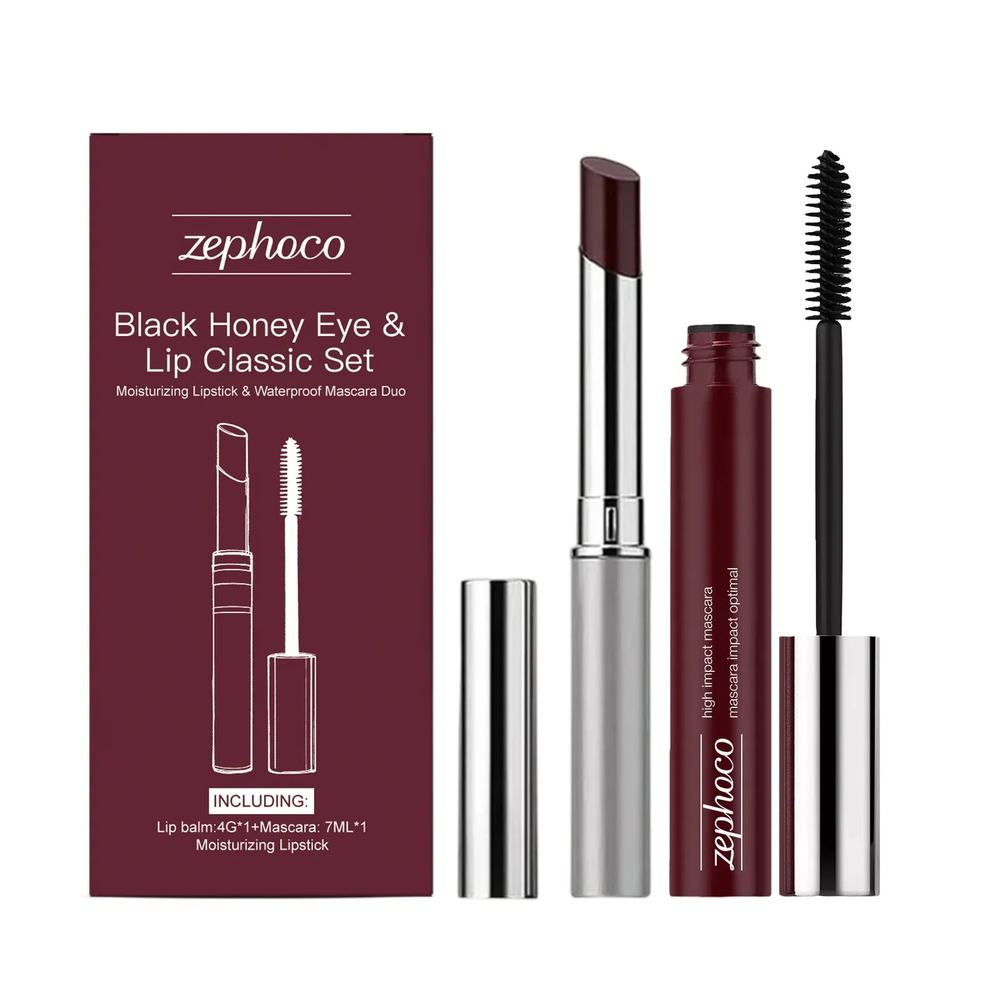 Black Honey Eye & Lip Makeup Set – Lipstick, Gloss & Lash Curler Makeup Gift Set Oasis Select Brown mascara
