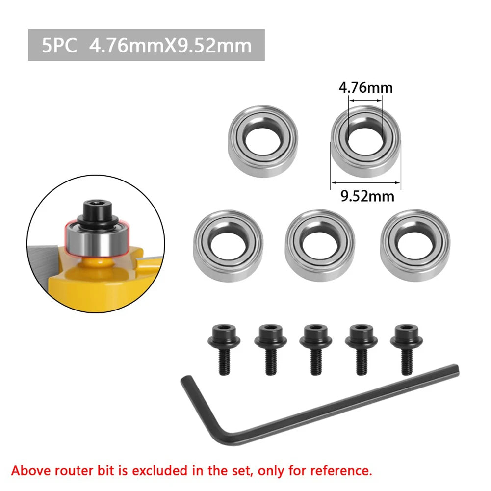 Router Bit Mounted Ball Bearings Guide Bearing Repair Heavy Duty