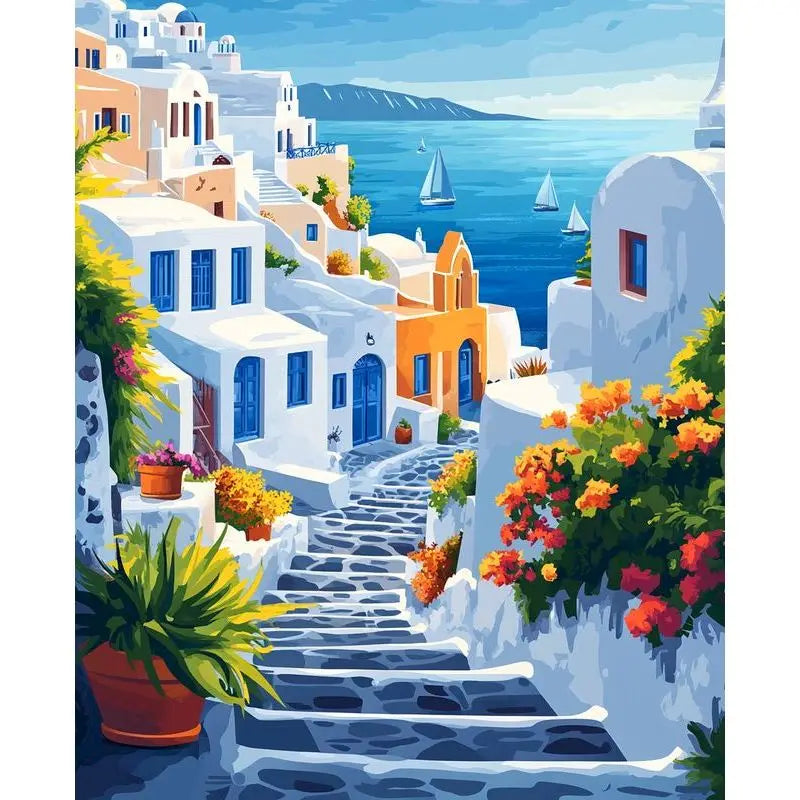 Paint by Numbers Kit – Town Landscape 60×75cm Canvas Art