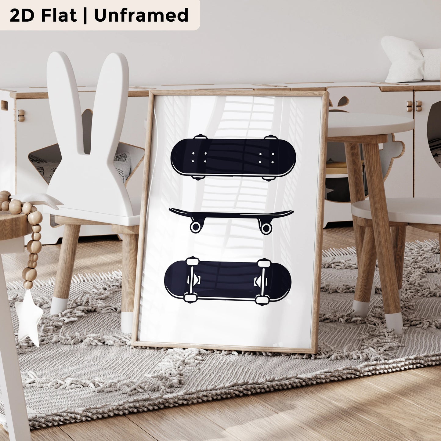 3-Piece Smiley Skateboard Canvas Wall Art Print Poster Set