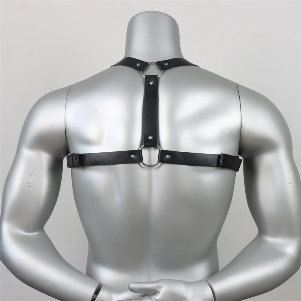 UYEE Vintage Leather Vest Strap Braces Suspender Men Harness Punk