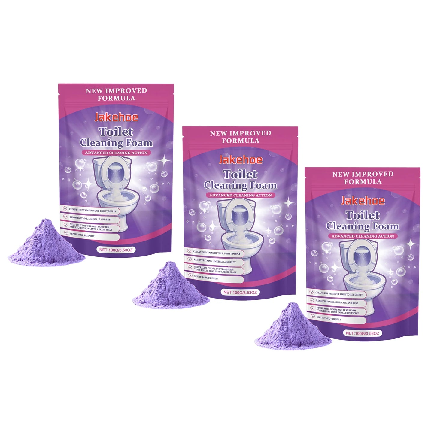 Toilet Bowl Cleaner Self Activating Miracles Powder Foam Deep Descaling Stain Remover For Toilet Bowl Cleaning Bathroom Supplies Peaceful Pleasures Health and Wellness 3pcs