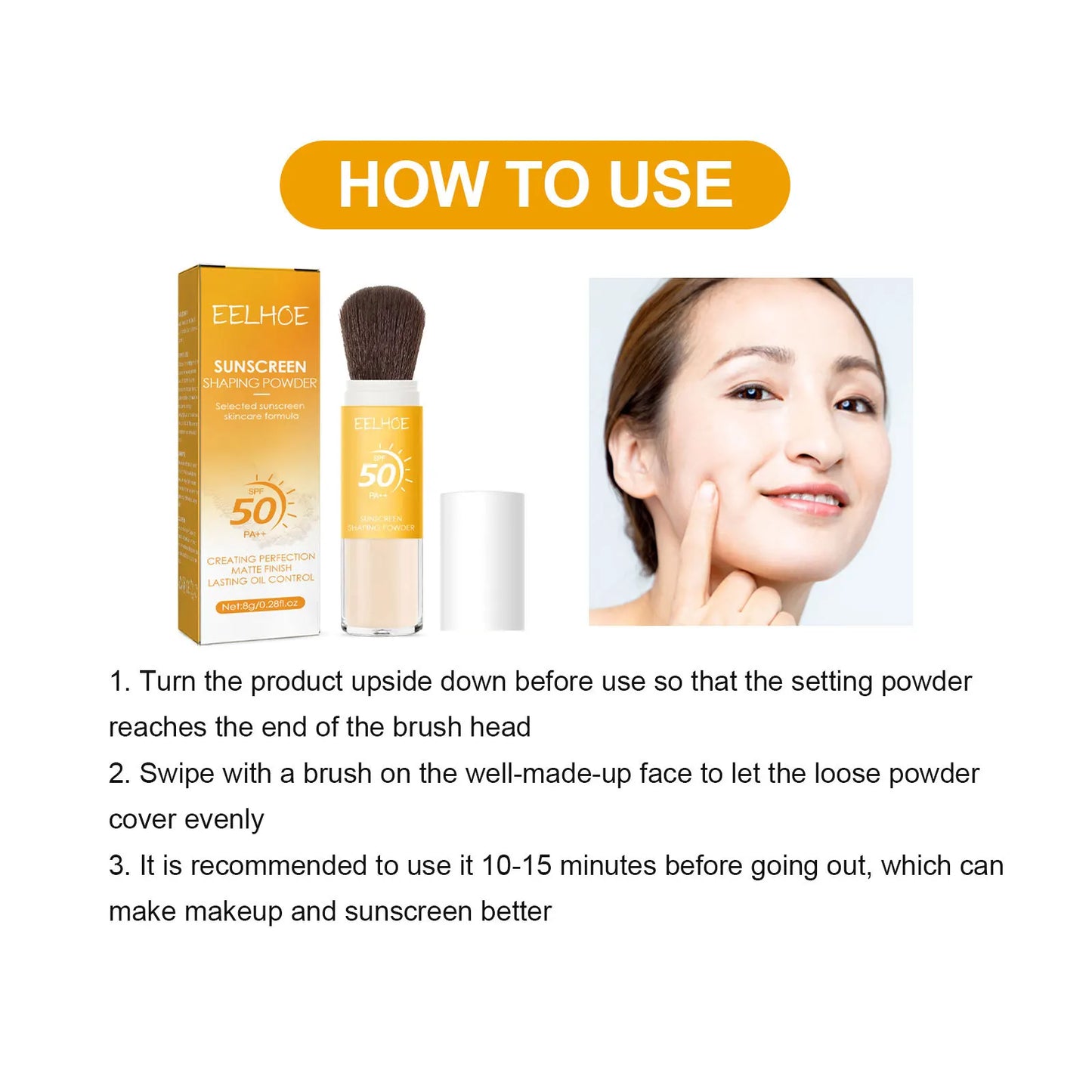 EELHOE SPF50 Sunscreen Loose Powder – Oil Control & Brighten