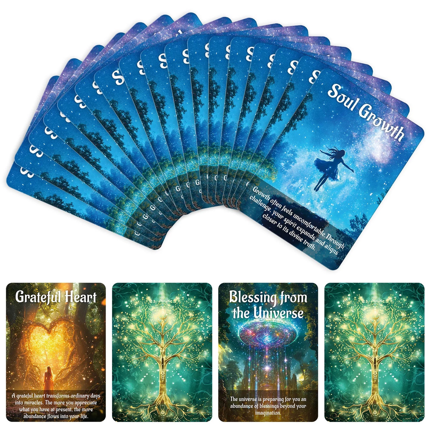 50PCS Tarot Cards with Forest God Design for Party Games and Family Entertainment Peaceful Pleasures Health and Wellness