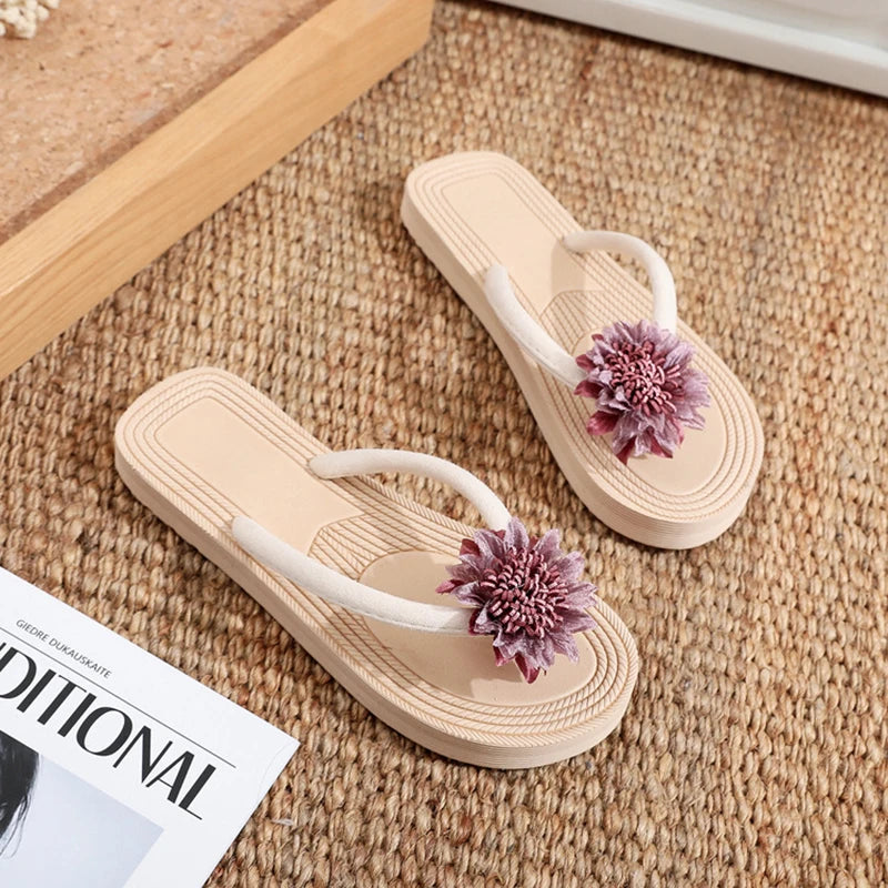 Women's Floral Flip Flops | Thick Sole Beach Sandals – JPNTKY
