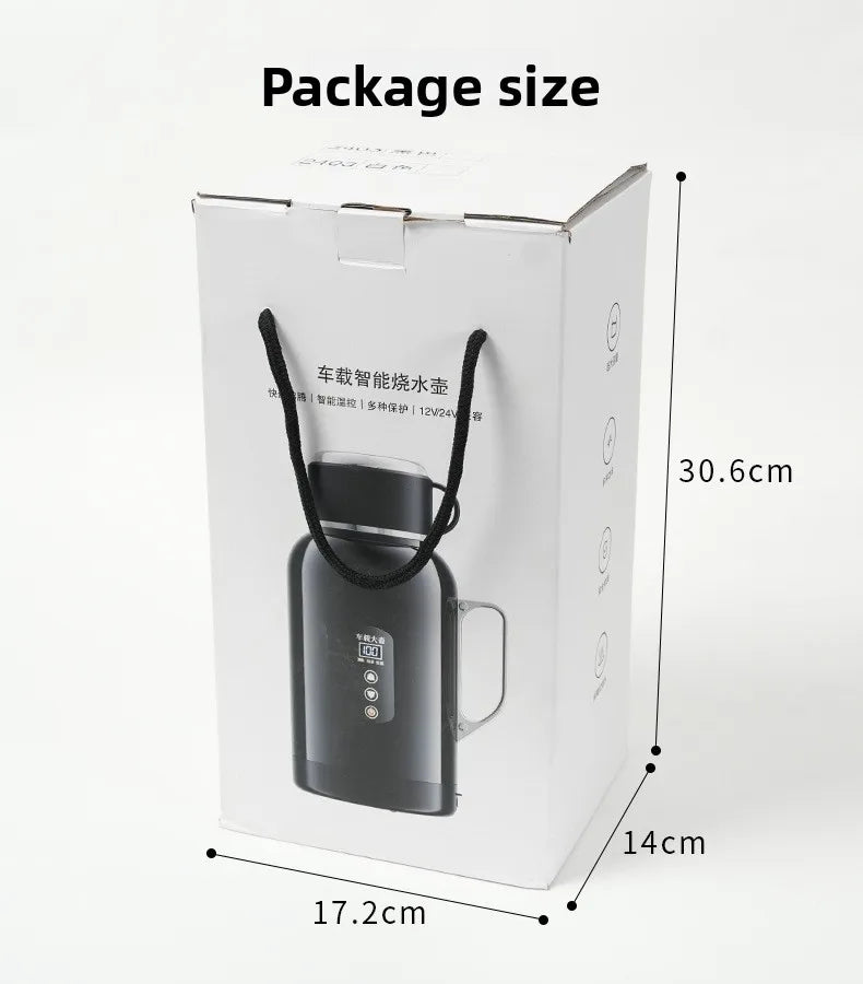 URGGU 12V/24V Car Electric Kettle 1500ml 304 Stainless Steel