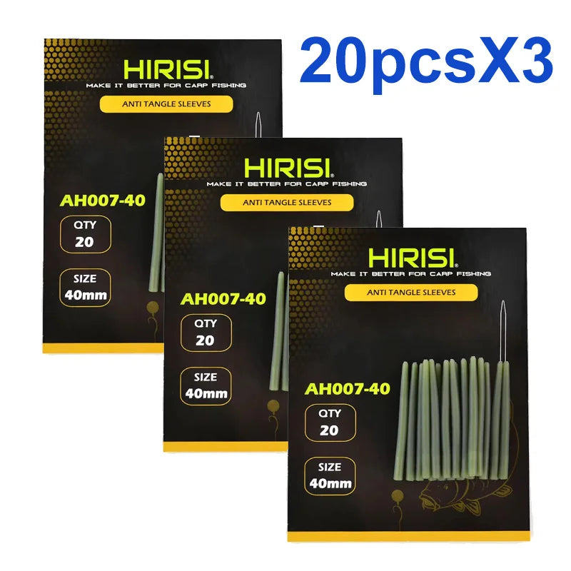 HIRISI 20Pcs Carp Fishing Anti-Tangle Sleeves, Hook Connection Protective Tubing, Practical Terminal Tackle Accessories Peaceful Pleasures Health and Wellness AH007-40mX3