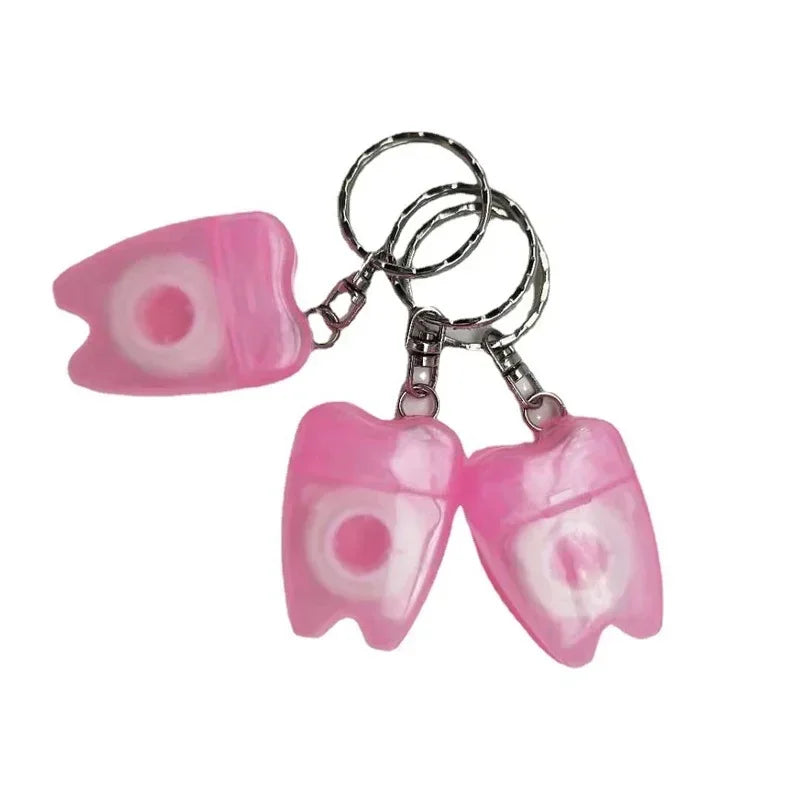 Portable Tooth Care Accessory for Oral Hygiene, 1PC 15m Nylon Wire Dental Floss, Plastic Keychain Shaped Toothpick for Teeth Cle Peaceful Pleasures Health and Wellness