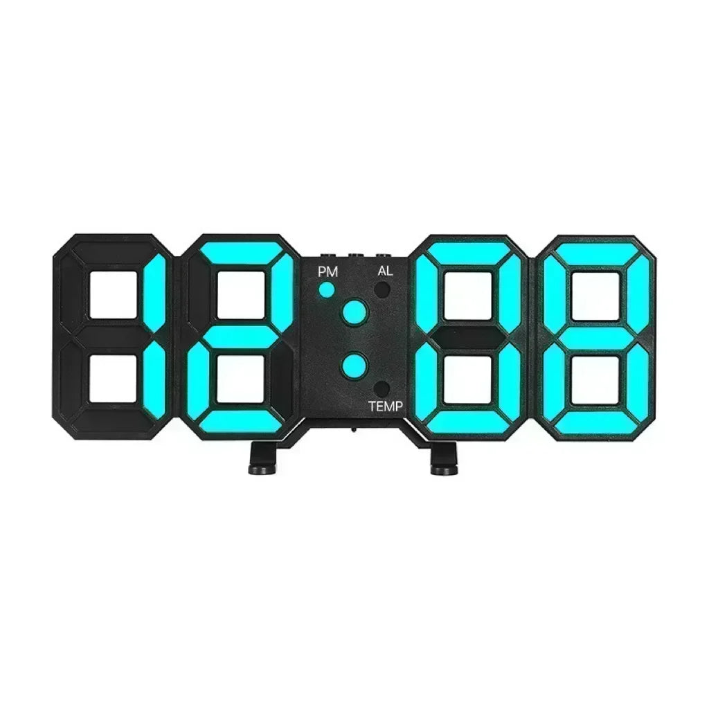 3D LED Digital Alarm Clock – Wall & Desk Display, Auto Dimming
