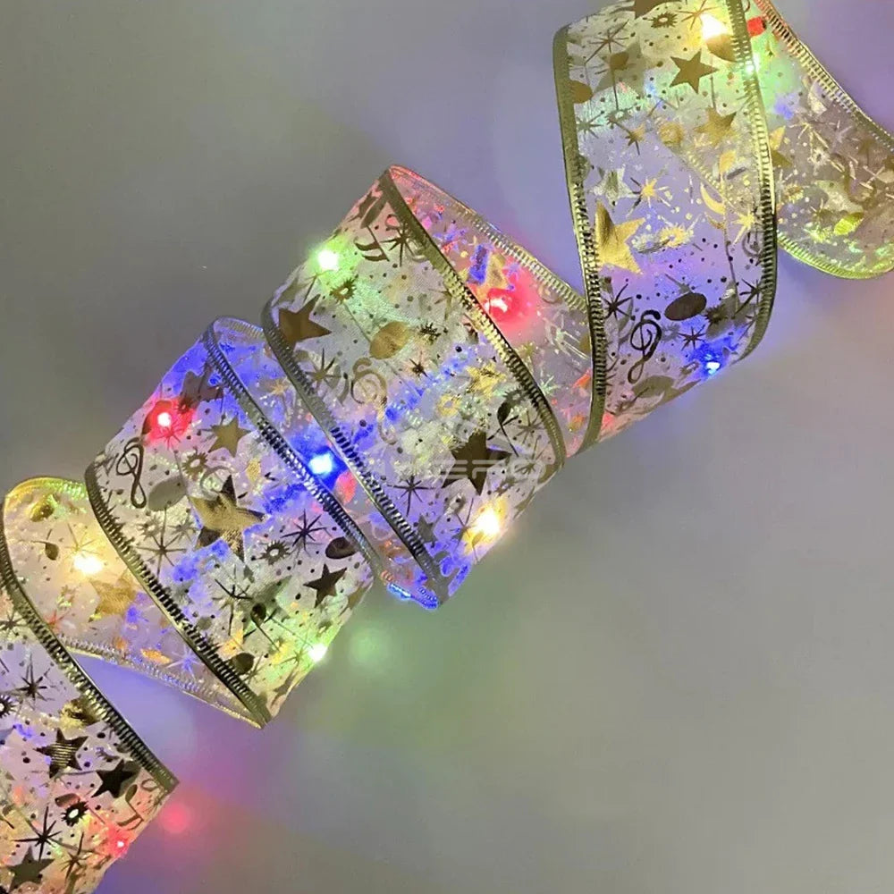 Gold Ribbon LED Fairy Lights 10m – Warm White Christmas String