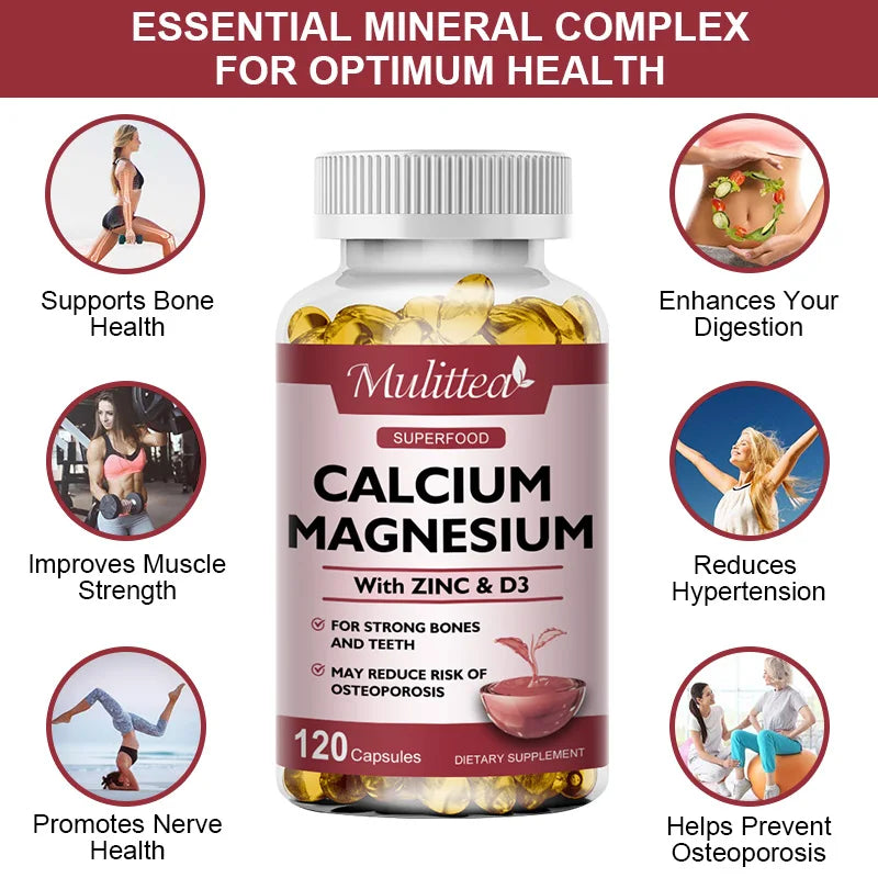 Calcium Magnesium Zinc + Vitamin D3 Softgels – Bones, Teeth, Heart & Immunity | 60 Count Peaceful Pleasures Health and Wellness