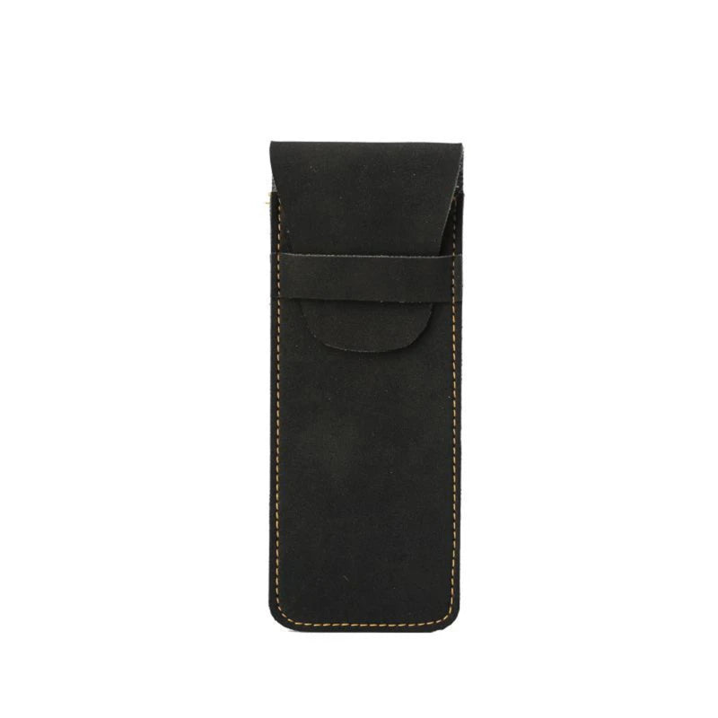 PU Leather Pen Holder Flip Pouch for Fountain Ballpoint Pencil Protective Sleeve Cover for Office College Handmade Case Peaceful Pleasures Health and Wellness Black