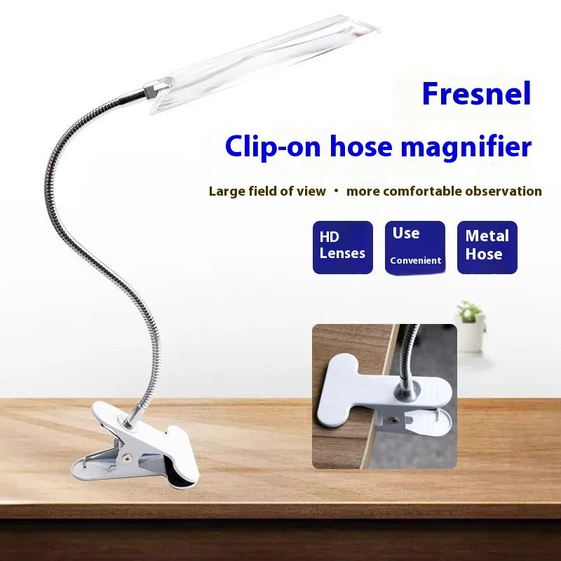 Super Large Magnifier White Light Fresnel Magnifying Lens 4X Reading and Reading Hose Desktop Clip On Magnifying Glass Peaceful Pleasures Health and Wellness 1