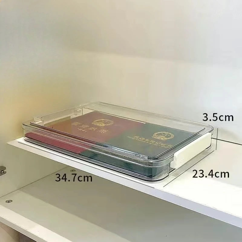 Paper Organizing Box Transparent Household Registration Book Junior High School Graduation Certificate A4 Paper File Storage Box Peaceful Pleasures Health and Wellness S