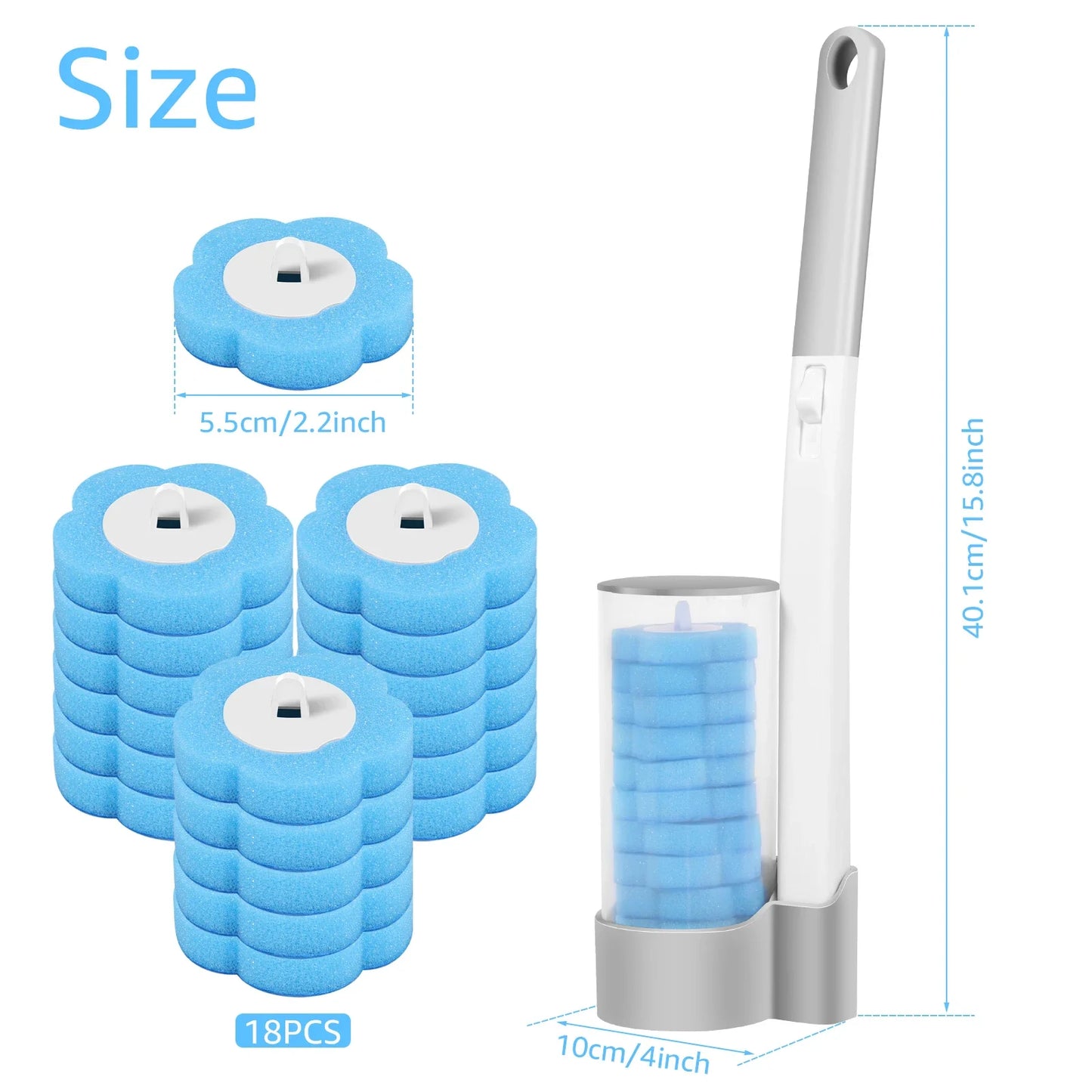 Wall-Mounted Disposable Toilet Brush Set | 18/36 Replacement Heads